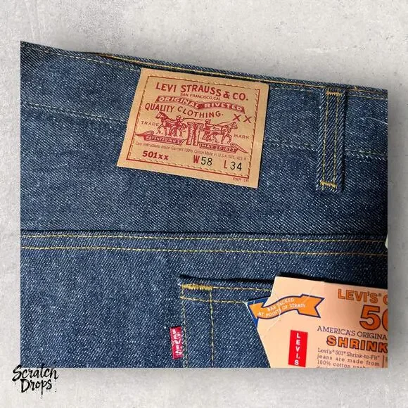 Vintage Levi’s 501xx Shrink-to-Fit Jeans USA Made W58 L34 501 Tag Deadstock NWT
